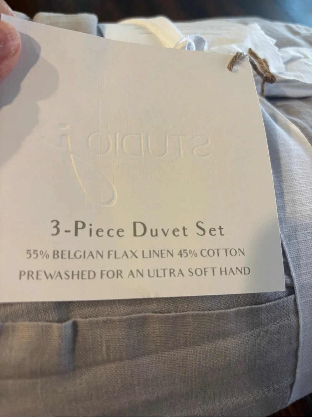 Lush Décor Belgian Flax Linen Cotton Blend Duvet Cover Set Gray Full/Queen 3PC